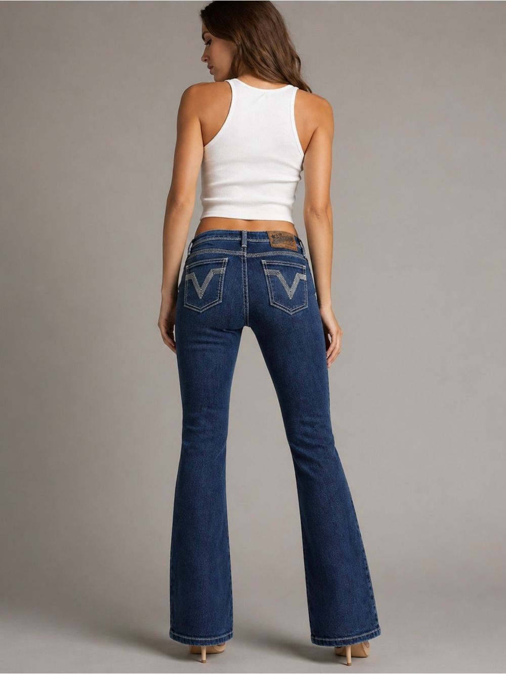 VIGOSS STUDIO Heavy Stitch Boot Cut Jeans Sexy Fit Y2K Sz:26